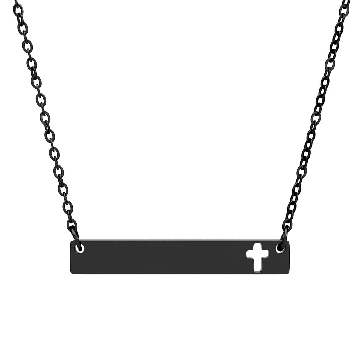 Cutout Cross Bar Necklace (Engraving)