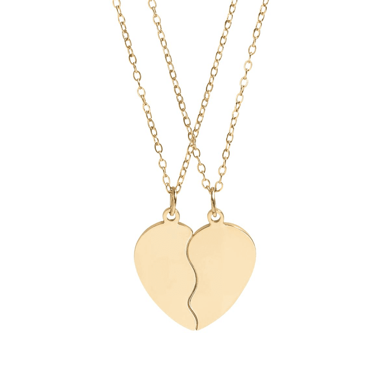 Break Apart Heart Necklace Set (Engraving)